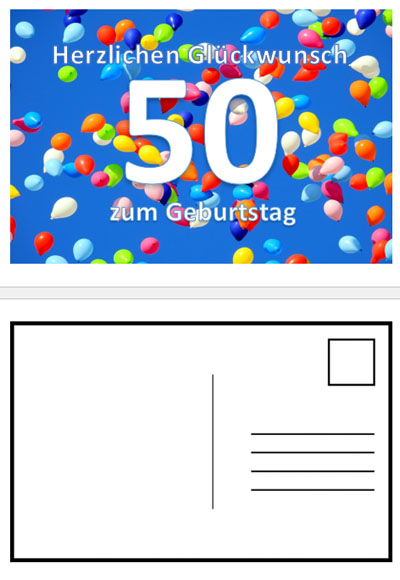 Word Vorlage für Glückwunschkarte zum 50. Geburtstag