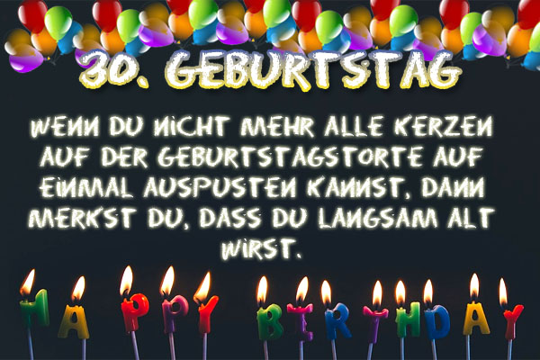 Lustiger Spruch zum 30. Geburtstag